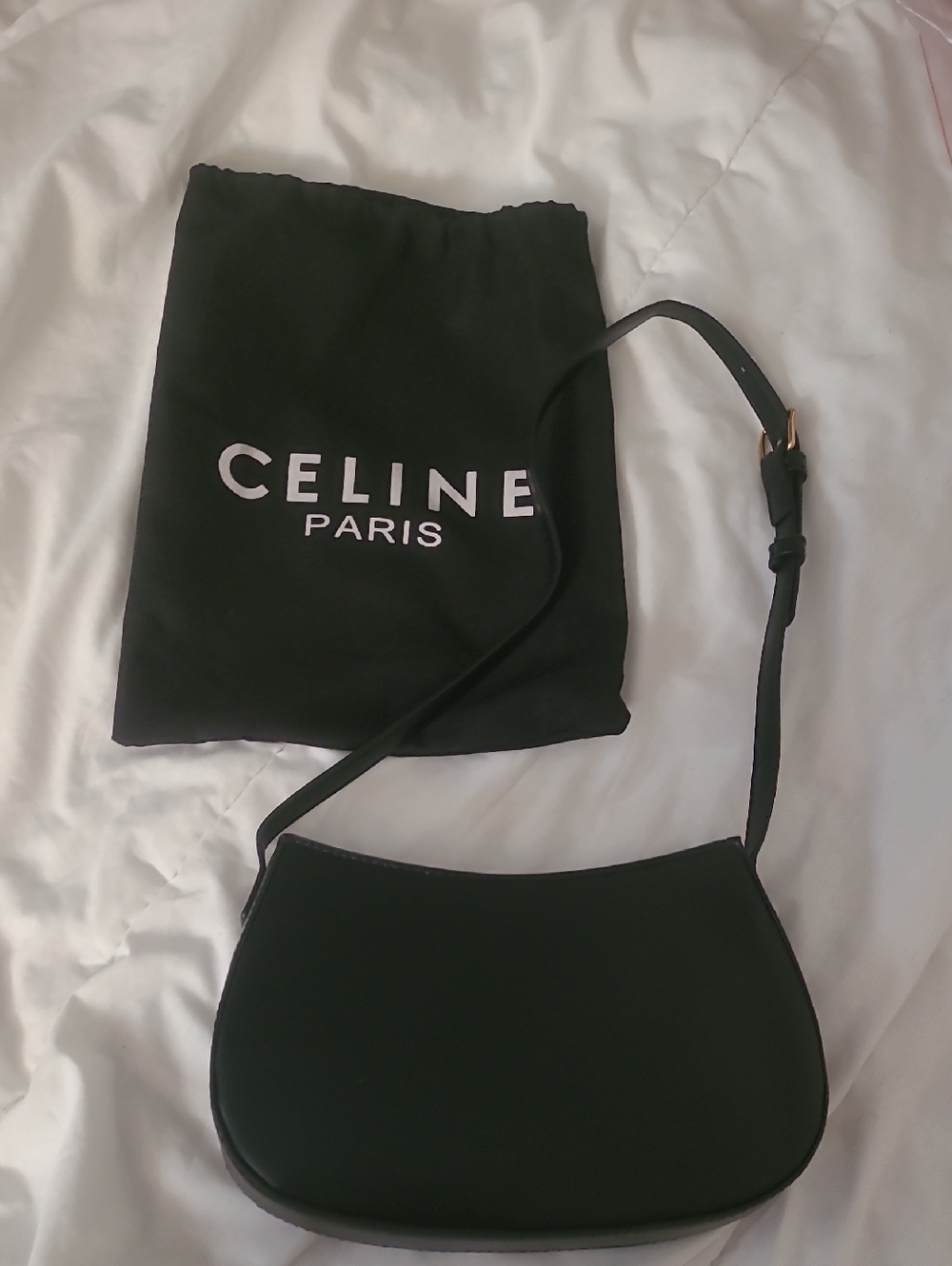 Celine Black Shoulder Bag with Gold Triomphe Accent - Picture 2 of 7